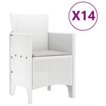 vidaXL Ensemble de salle à manger pour jardin 15 Pièces Blanc Rattan Polt