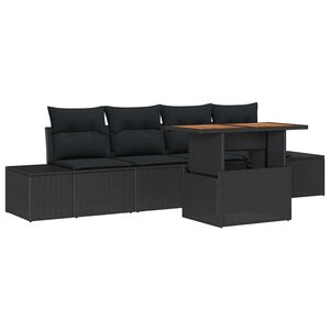 vidaXL Ensemble de canapé de jardin 5 Pièces Noir Poly rotin