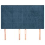vidaXL Tête de lit avec oreilles Bleu foncé 147x16x118/128 cm Velours
