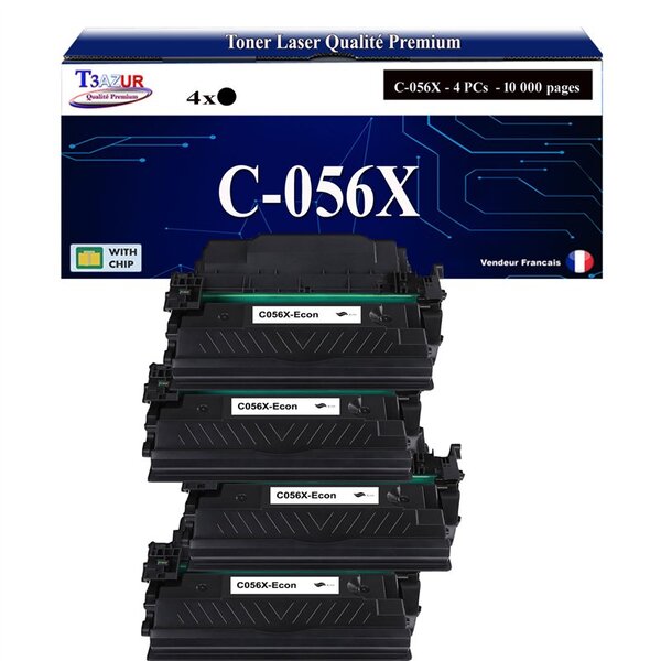 T3AZUR -4x Toners compatibles avec Canon 056H (3008C002) pour Canon LBP-320  LBP-325x  MF-540  MF-542x  MF-543x Noir - 20 000p