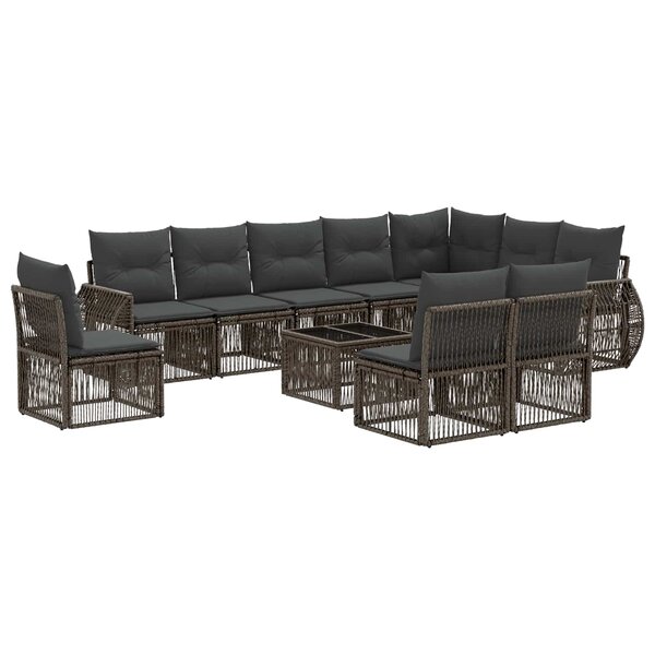 vidaXL Ensemble de canapé de jardin 11 Pièces Gris et Gris foncé