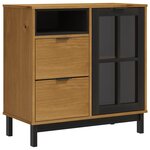 vidaXL Buffet haut et portes en verre FLAM 80x40x180cm bois massif pin