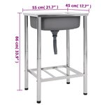 vidaXL Évier de camping Seul lavabo Acier inoxydable