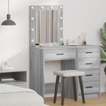 Table de maquillage vidaXL avec lumières LED Gris Sonoma 50x41x135 cm