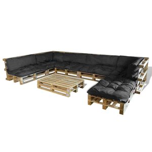 vidaXL Coussin de canapé sur palette 13 Pièces Noir 120 x 80 x 10 cm