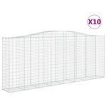 vidaXL Paniers à gabions arqués 10 Pièces 400x50x160/180 cm fer galvanisé