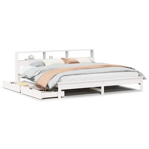vidaXL Lit bibliothèque sans matelas blanc 180x200 cm bois pin massif