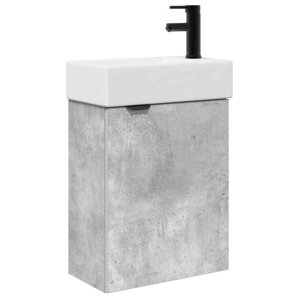 vidaXL Meuble de salle de bain avec robinet Gris béton