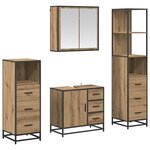vidaXL Ensemble de mobilier de salle de bain 4 Pièces Chêne artisanal