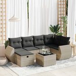 vidaXL Salon de jardin avec coussins 7 Pièces gris clair résine tressée