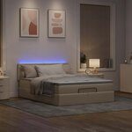 vidaXL Lit ottoman avec matelas et LED crème 140x200 cm tissu