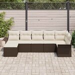 vidaXL Ensemble de canapé de jardin 7 Pièces Marron Poly rotin