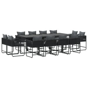 vidaXL Ensemble de salle à manger de jardin de 16 pièces avec coussins en acier et polyrotin