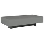 vidaXL Table basse Gris brillant 115x55x31 cm MDF