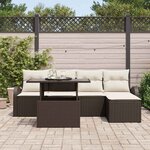 vidaXL Ensemble de canapé de jardin 6 Pièces Marron polyrotin