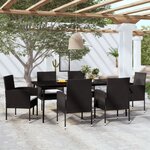 vidaXL Ensemble à manger de jardin 7 Pièces Noir