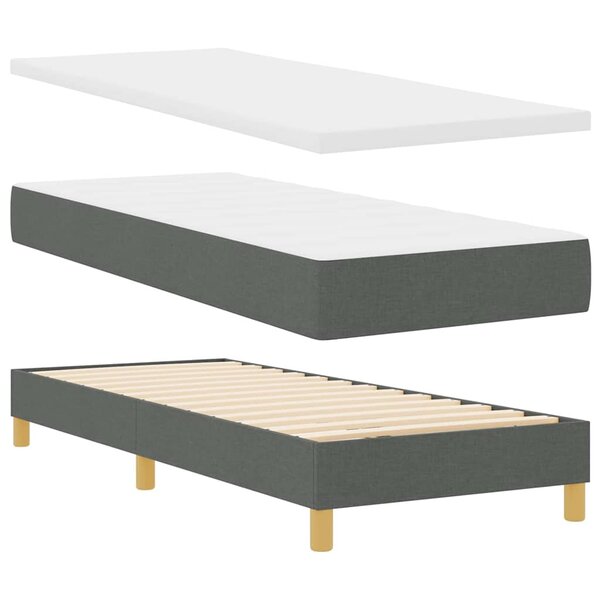 Lit box spring vidaXL avec matelas gris foncé  80x200 cm  tissu