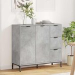 vidaXL Buffet Gris béton 89 5 x 33 x 82 cm Bois d'ingénierie