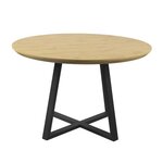 Table a manger ronde - Style contemporain - OLIVIA - L 120 x P 120 x H 76 cm - Décor chene et métal noir