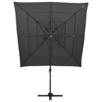 vidaXL Parasol à 4 niveaux avec mât en aluminium Anthracite 250x250 cm