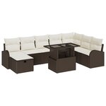 Ensemble de Canapés de Jardin 9 Pièces avec Coussins en Rattan Marron