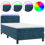 vidaXL Sommier à lattes de lit avec matelas et LED Bleu foncé 90x200cm