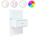 vidaXL Table de chevet murale avec lumières LED blanc