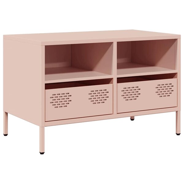 vidaXL Meuble TV rose 68x39x43 5 cm acier laminé à froid