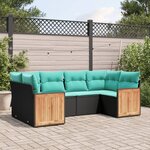 vidaXL Salon de jardin 6 Pièces avec coussins noir résine tressée