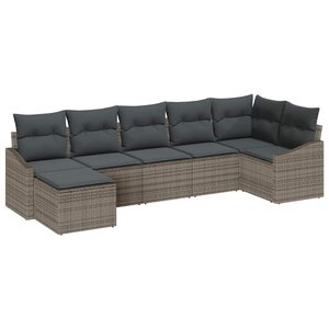 vidaXL Ensemble de canapé de jardin 7 Pièces Gris Poly rotin