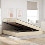 vidaXL Lit avec rangement et matelas Crème 200 x 200 cm Polyester