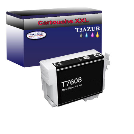 Cartouche Compatible pour Epson T7608 (C13T76084010) Noire Matt - T3AZUR