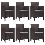 vidaXL Ensemble de salle à manger pour jardin 7 Pièces Marron Rattan Polt