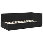 vidaXL Cadre de lit d'angle avec matelas Noir 90 x 190 cm Velours