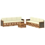 vidaXL Ensemble de canapés d'extérieur 9 pc Naturel et Crème