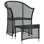 vidaXL Salon de jardin 2 Pièces avec coussins Noir Résine tressée