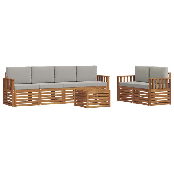 vidaXL Ensemble de canapés d'extérieur 7 pc Gris Naturel et Clair
