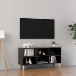 vidaXL Meuble TV avec pieds en bois massif Noir brillant 103 5x30x50cm