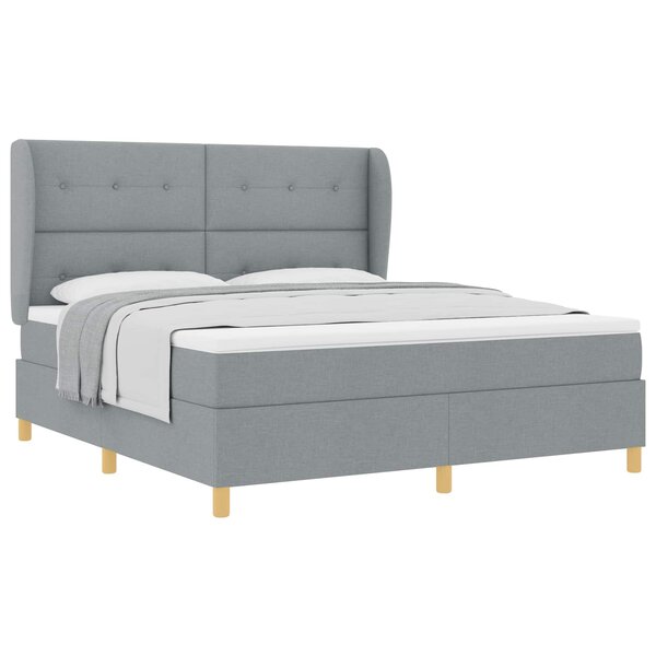 vidaXL Lit à ressorts avec matelas Gris clair 200 x 180 cm tissu