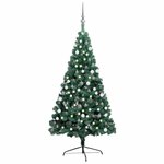 vidaXL Demi-arbre de Noël artificiel pré-éclairé et boules vert 120 cm