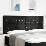 vidaXL Tête de lit en velours tufté avec boutons en cristal noir  taille 200 cm.