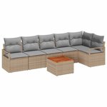 vidaXL Ensemble de canapé de jardin 7 Pièces Beige Poly rotin
