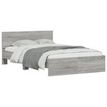 vidaXL Cadre de lit avec tête de lit et LED sonoma gris 135x190 cm