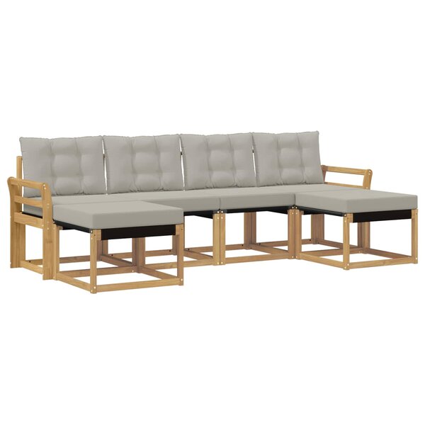 vidaXL Ensemble de canapés d'extérieur 6 Pièces Blanc et gris clair