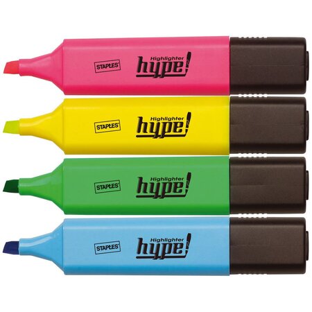 Surligneur Hype - Pointe biseautée 1 et 5 mm - Coloris assortis - Pochette de 4 (paquet 4 unités)