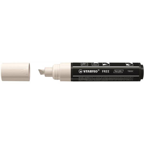 Marqueur pointe large FREE acrylic T800C 4-10mm blanc STABILO