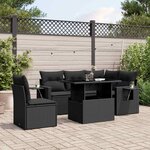 vidaXL Salon de jardin 6 Pièces avec coussins noir résine tressée