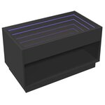 vidaXL Table basse avec LED infini noir 90x50x50 cm
