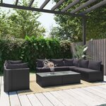 vidaXL Salon de jardin 9 Pièces avec coussins Résine tressée Noir