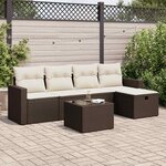 vidaXL Salon de jardin avec coussins 6 Pièces marron résine tressée